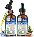 Organic Sea Moss Drops, 11 i 1 Black Seed Oil & Irish Liquid Sea Moss Gel Ashwagandha Burdock Root, Spirulina, Bladderwrack, Elderberry til fordøjelse, Immunitet, Huden hår sundhed, non-GMO - 4 Fl Oz