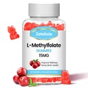 L- methylfolat 15mg & Methyl B12 Gummies, Folate Supplement for Hjerne Sundhed, Mood & Immunitet, DNA Syntese & Reparation, Sukker fri, Vegan, Tranebær Flavor, 60 Greve