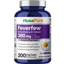 NusaPure Feverfew Capsules, 380 mg, 200 Veg Capsules (Non-GMO, Gluten Free)