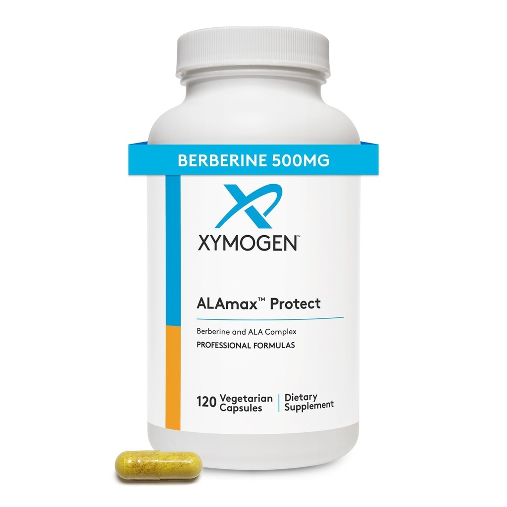 XYMOGEN ALAmax Protect - Berberine og ALA Supplement Complex - Alpha- Lipoic Acid med Berberine HCI + Biotin til at hjælpe med at understøtte hjerte-kar-sygdom (120 kapsler)