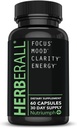 HERBERALL Nootrop - Brain Boost & Focus Support Supplement med CoQ10, Glutathione, Green Tea, Alpha Lipoic Acid, Olive Leaf & Black Pepper - 120 Veganske kapsler