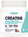 Nutricost Creatinine Monohydrat Pulver til kvinder, Mikroniseret, Jordbær Lemonade, 100 Servering - Vegetarisk, Non- GMO, Gluten Free