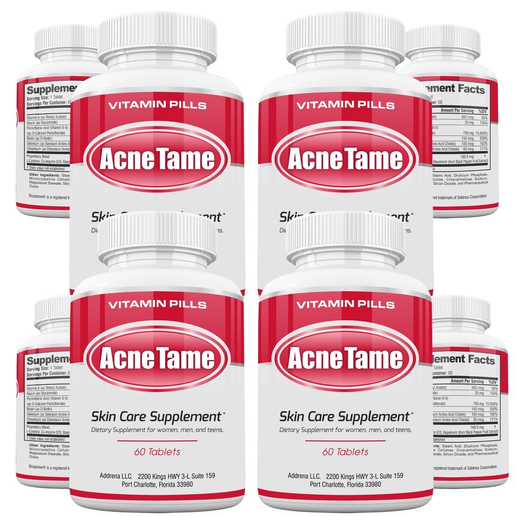 Acne piller Supplement- Clear Skin Vitaminer Pill til olieagtig hudbehandling, Hormonal Blemishes, Anti Spots & Cystic Acnes Kosttilskud til kvinder, mænd, Teens & Adults- 240 Oral tabletter