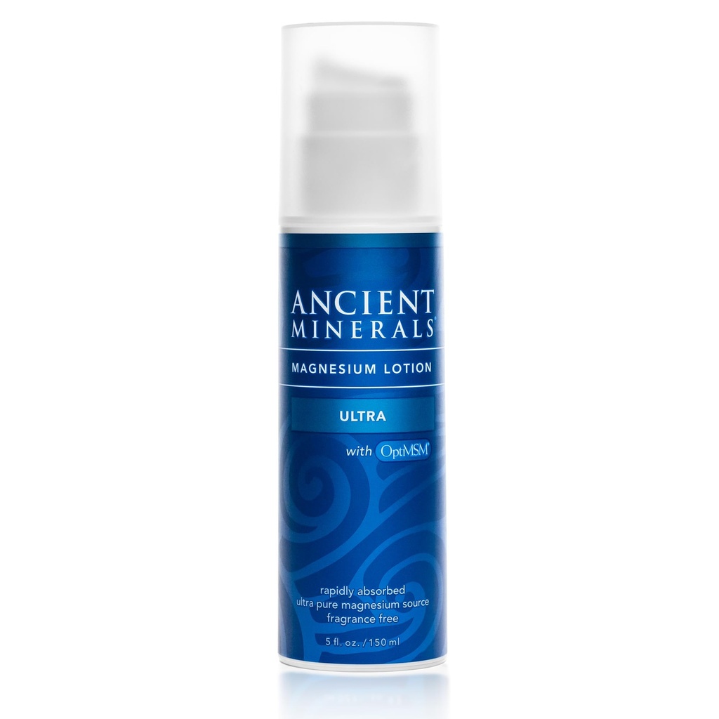 Ancient Minerals Magnesium Lotion Ultra med MSM Pure Ægte Zechstein Magnesium Lotion til tematisk anvendelse (5oz)