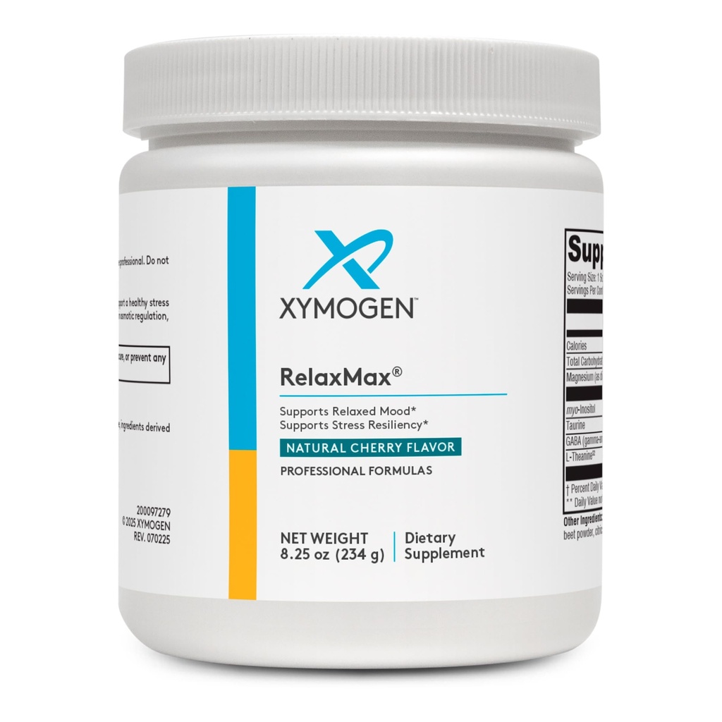 XYMOGEN RelaxMax Drink Mix - fremmer afslapning, stress Resistens + Hormone Support - Magnesiumpulver med Myo- Inositol, GABA, L- Theanin - Cherry Flavor Mood Support Supplement (8.25 oz)
