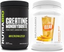 Nutrabio Creatinine monohydrat, Unflavored, (500 g) og Clear Whey Protein Isolate, (Mango Mist) Supplement Bundle - Muskelenergi, maksimal vækst, Inddrivelse, og Styrke
