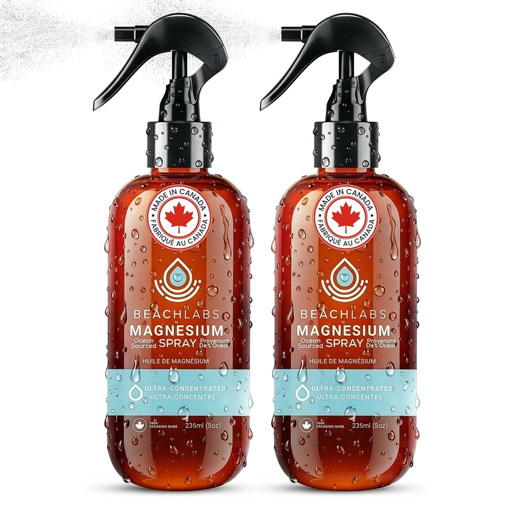 Magnesium Spray (2- Pack) - Ocean Sourced & 100% Canadian Made Shue 124; Magnesium Spray for Feet og Body Shue 124; Pure Concentrated Seawater med Synergistic Trace Minerals for Wellness Shue 124; (8 oz)