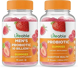 Levende mænds Probiotiske 10 Millioner + Probiotiske 2 Millioner CFU, Gummies Bundle - Great Tasting, Vitamin Supplement, Gluten fri, GMO fri, Chewable Gummy