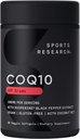 Sports Research CoQ10 (100mg) Forbedret w / Kokosolie & Bioperine (Black Pepper) for bedre Absorption 124; Vegan, Non- GMO Verified (30 Veggie Softgels)