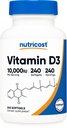 Nutricost D3 10. 000 IE, 240 Softgel kapsler - Potent, ikke- GMO, Gluten Free Vitamin D