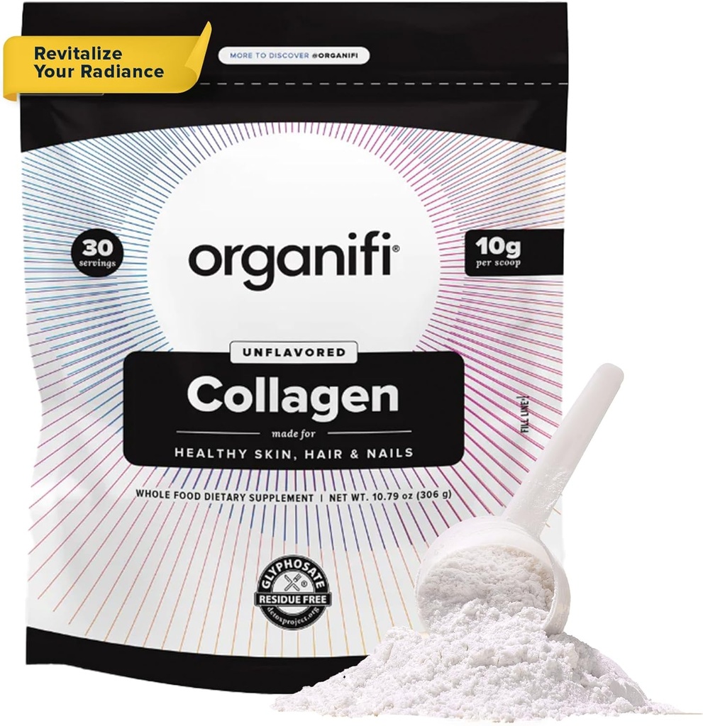 Organifi collagen pulver - Fuller hår, stærkere negle, og strålende hud - Replenish og genopbygge din krop - Gluten- fri, Dairy- fri, og Soy- fri Hydrolyzed Multi collagen peptider, 30 Servere