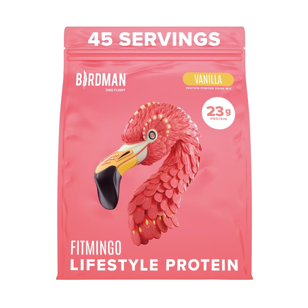 BIRDMAN Fitmingo Vegan Protein Powder med Inositol, Collagen Boostere, Hyaluronsyre og Vitaminer Medicine 124; Lavcarb, Dairy Free, Lavkalorie Medical 124; 23g Plant Based Blueberry Protein Powder med Myo- Inositol