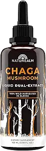 Naturealm Chaga Mushroom Liquid Tincture Supplement – Immune Support, Antioxidant Boost & Hair, Skin, Nail Health, Vegan, Non-GMO – Wild-Harvested Fruiting Bodies, 2 Month Supply