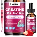 Creatin HCL flydende dråber til mænd og kvinder, Creatin hydroklorid med L-carnitin, L-glutamin, BCAA, vitamin B12 & B6 for muskelvækst, Promote Energy & Recovery- Vegan, Strawberry Flavor, 2 Fl Oz