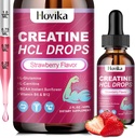 Creatin HCL flydende dråber til mænd og kvinder, Creatin hydroklorid med L-carnitin, L-glutamin, BCAA, vitamin B12 & B6 for muskelvækst, Promote Energy & Recovery- Vegan, Strawberry Flavor, 2 Fl Oz