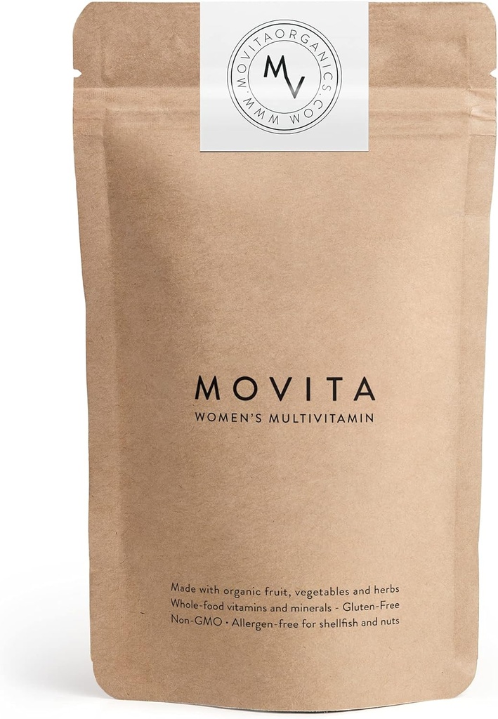 Movita Women 's Daily Multivitamin - Organic Fermented Whole Foods for Enhanced Energy, Immunity & Vitality - Vegan, Gluten- Free, Non- GMO - 30-Day Supply (Eco- Friendly Refill Pouch)