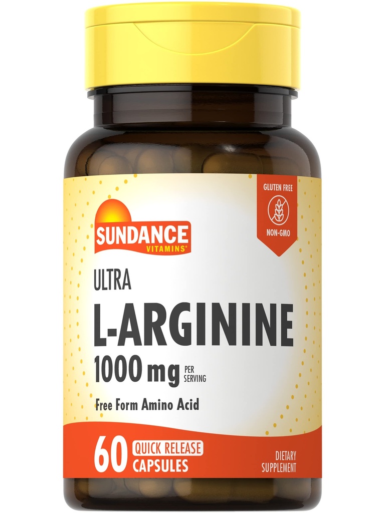 Sundance L- Arginin 1000mg Kapsler: 124; 60 Greve: 124; Gratis Aminosyre: Supplement 124; Non- GMO og Gluten: Free Supplement: