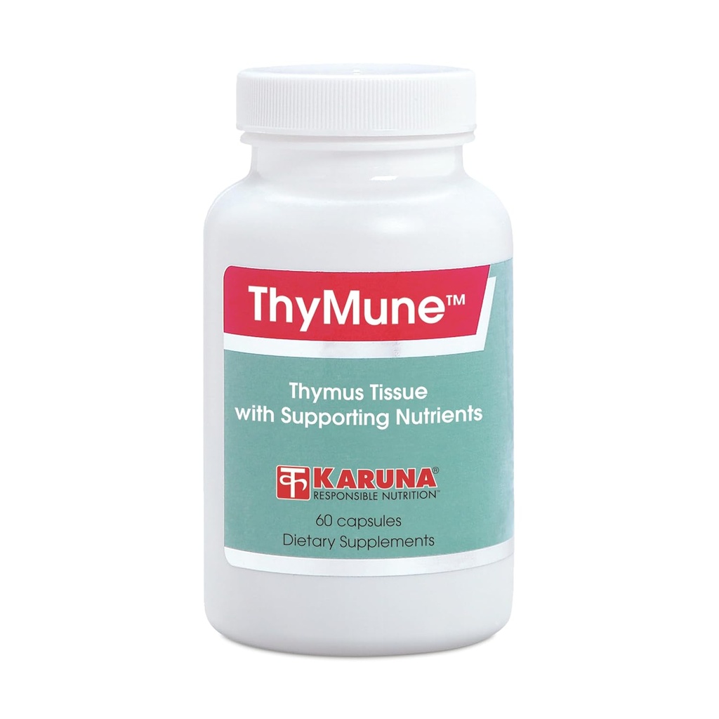 Karuna ThyMune 60 Capsules Removal 124; 400 mg Thymus Tissue, 40mg Echinacea Extract, 25 mg bioflavonoider Removal 124; vitamin A, C, E, zink, Kobber Removal 124; Unique Thymus Support Complex
