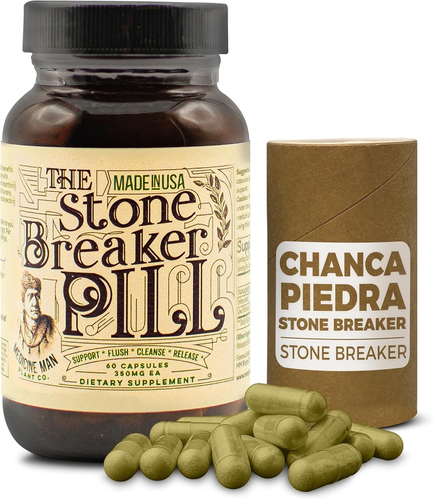 The Stone Breaker Pill 60 Kapsler - Gallblære og Nyre Kosttilskud med Chanca Piedra, Selleri Frø, og Saw Palmetto - Urter og Økologisk Gallblære og Nyre Stone Breaker for Nyre Stones