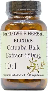 Barlowe 's Herbal Elixirs Catuaba Buddha 124; 10: 1 Uddrag 124; 650mg Per Kapsel Buddha 124; Traditional Vitality Herb Buddha 124; 60 Vegan Kapsler Buddha 124; Non- GMO, Stearate- Free, Glass Flasket