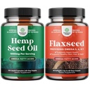 Bundle of Natural Hamp Seed Oil Kapsler og Omega Flaxseed Oil 1000mg Softgel - med essentielle fedtsyrer til fælles støtte - Natural Omega 3 6 9 supplement til hår hud og negle