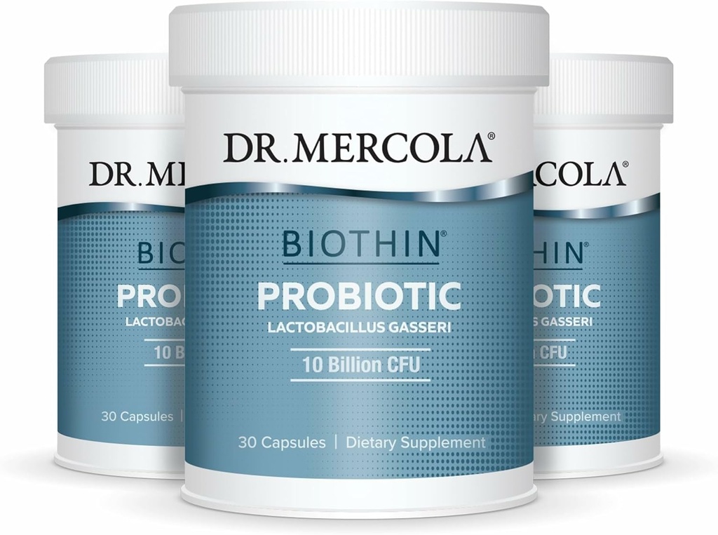 Dr. Mercola Biothin Probiotic - fordøjelsessygdomme supplement - understøtter sund stofskifte - GMO- Free, Gluten- Free & Soy- Free - 90 Delayed- Release Kapsler (90 Servere)