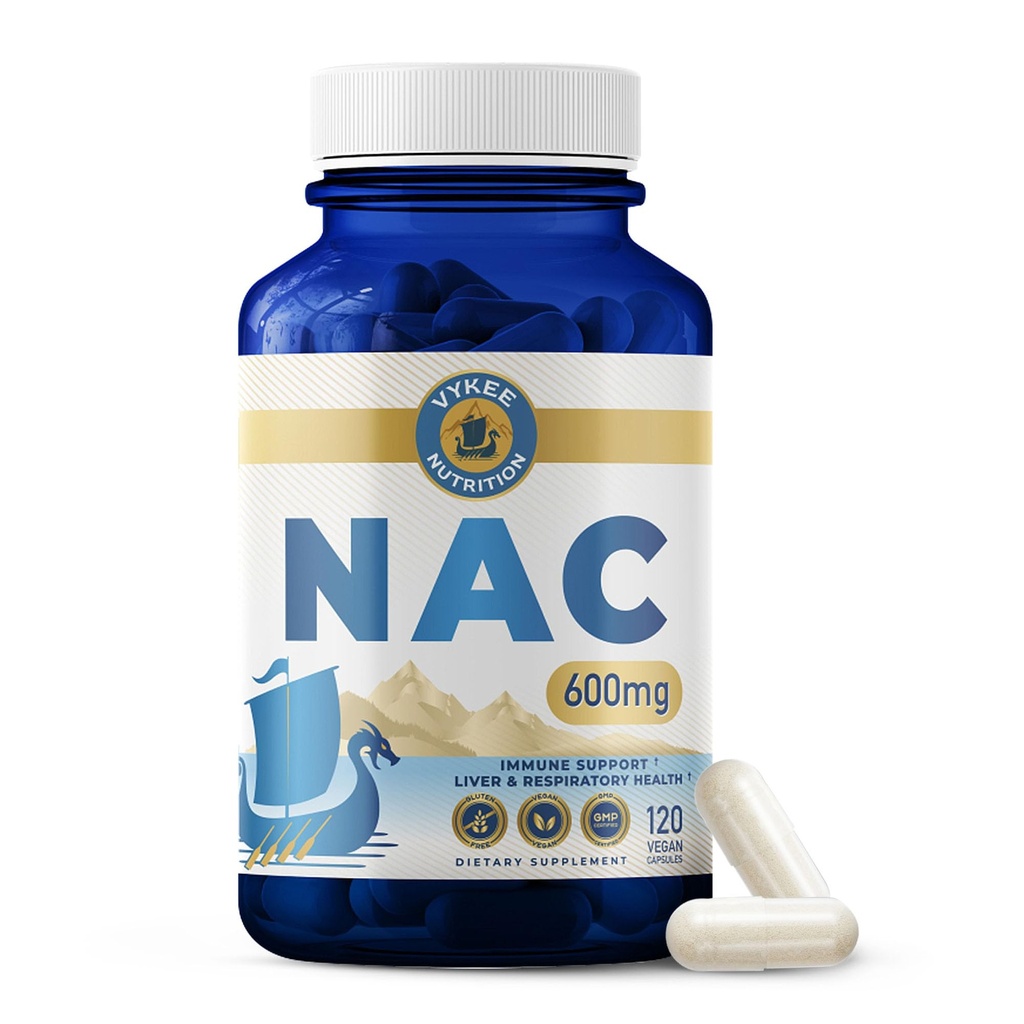 Vykee Nutrition NAC Capsules 600 mg N Acetyl L Cysteine - Daily NAC supplement for lever sundhed støtte og immunbalance - Vegan non-GMO - 120 kapsler