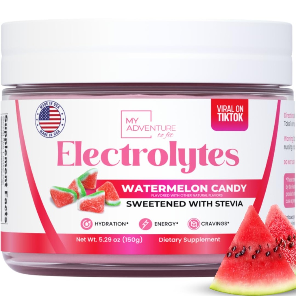 Zero Sugar - Vandmelon Candy Electrolytes Powder - Forfriskning Hydration - Koffein Free Energy med alle naturlige ingredienser - Vegan, Keto og Paleo - Sukker Free Electrolytes Drink Mix - 30 Serveringer