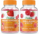 Livlig immunstøtte + Collagen & Biotin, Gummies Bundle - Great Tasting, Vitamin Supplement, Gluten fri, GMO fri, Chewable Gummy