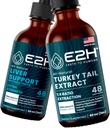 E2H: Levertilskud og Tyrkiet Hale Mushroom Extract 124; Vegan, Non- GMO - 2 Fl Oz Hver (4 Fl Oz i alt) - Bundle