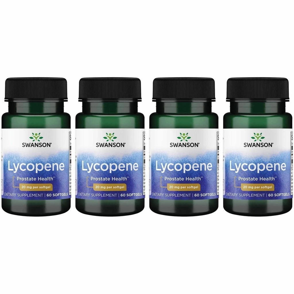 Swanson Lycopene - Natural Supplement Fremme Prostata sundhed, hjerte sundhed, & støtter blodtryk inden for det normale område - Herre sundhed supplement - (60 Softgels) 4 Pack
