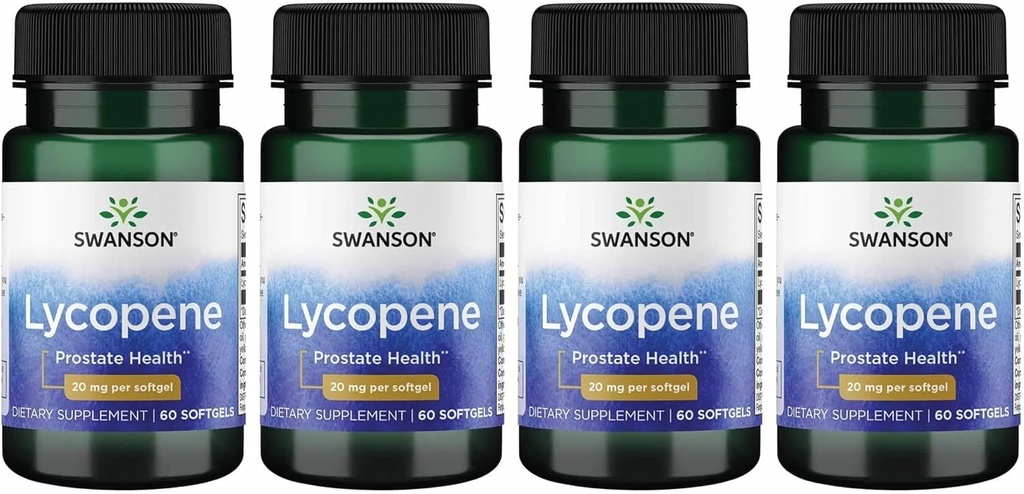 Swanson Lycopene - Natural Supplement Fremme Prostata sundhed, hjerte sundhed, & støtter blodtryk inden for det normale område - Herre sundhed supplement - (60 Softgels) 4 Pack