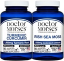 Dr. Morses gurkemeje 1950mg & Irish Sea Moss 1500mg Bundle - Fælles støtte, immunboost, og samlet sundhed med BioPerine og Bladerwrack FDA- Registreret, NSF- Certificeret 90 kapsler