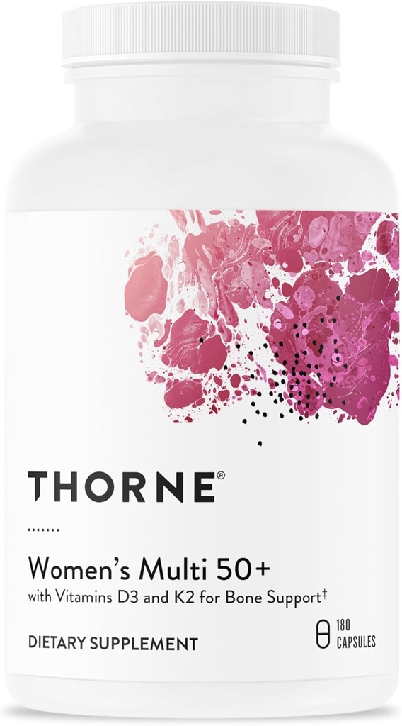 THORNE - Kvinder Multi 50 + - Omfattende daglige multivitamin med vitaminer A, B6, B12, C, D, E, K, Zink & mere - Support Heart, Brain, Bone & immunforsvar * - 180 kapsler