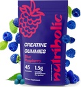 Creatine Monohydrate Gummies for Mænd og Kvinder - Nem at Digest, Vegan, Gluten- Free, Non- GMO, 1,5 g Creatine per Gummy - 45ct (45 Greve, Blå Hindbær)