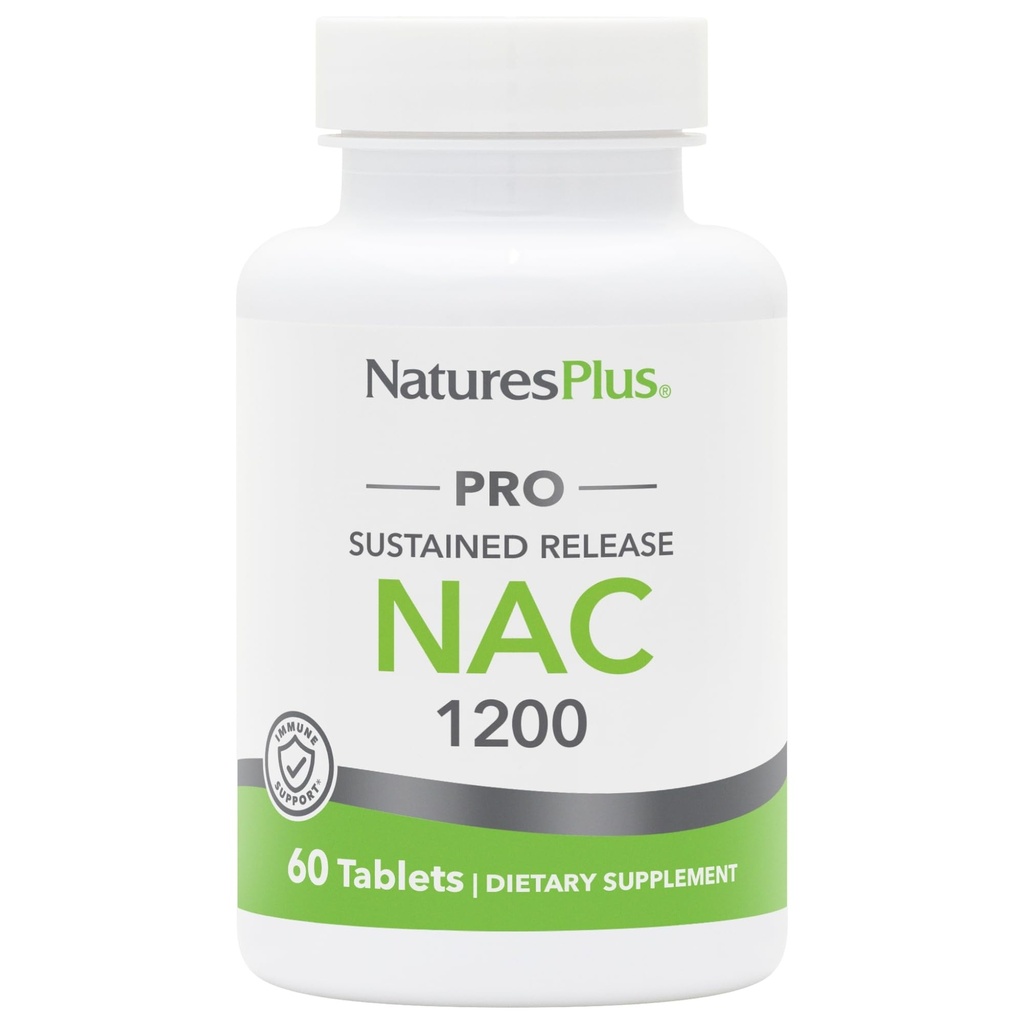 Natures Plus PRO NAC 1200 mg - 60 tabletter - Afgørende for Replenishing Glutathione - Non-GMO, Vegan & Gluten Free - 30 Servere