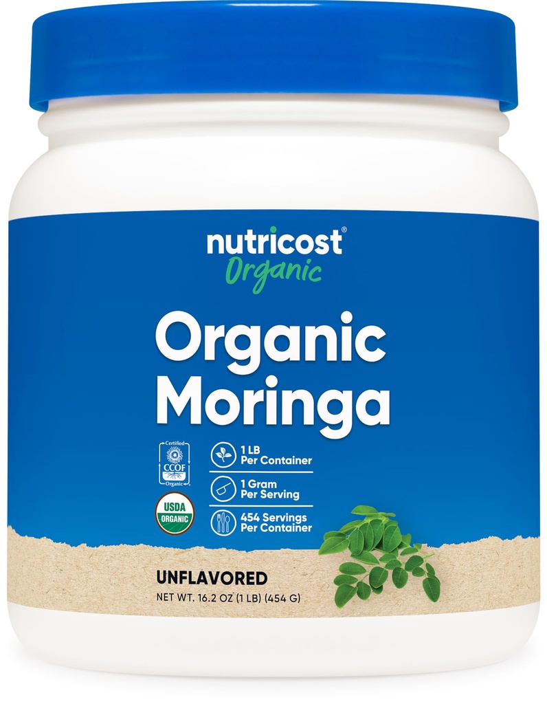 Nutricost Organic Moringa Powder 1LB (16oz) - Gluten Free, Non- GMO, Vegetarisk Friendly