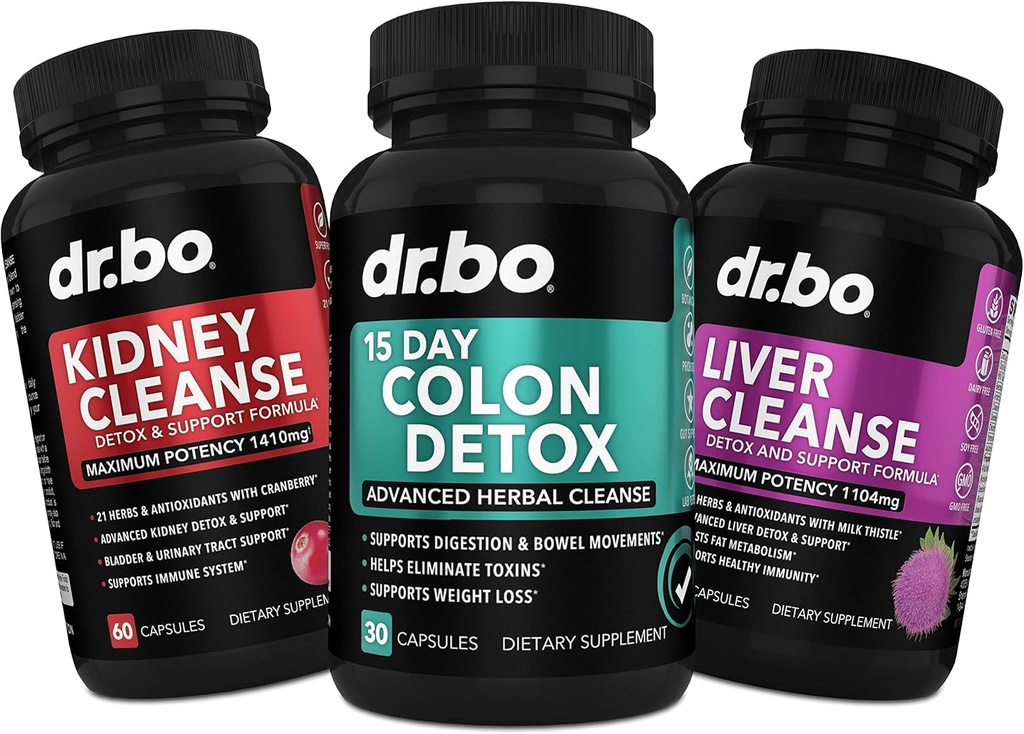 Colon, Nyre & Lever Cleanse Detox Support Supplement - 15 dages Intestinal Cleanse Pills & Probiotika til Bloating & Daglig Forstoppelse Relief - Hjælp Blogen Kontrol, Urinspor & Gallablære Sundhed
