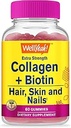 WellYes collagen med biotin gummies - understøtter hud, hår, nail sundhed, fælles funktion, Knogletæthed, muskelvækst, kognitiv ydeevne - Gluten fri, GMO fri - 60 Greve