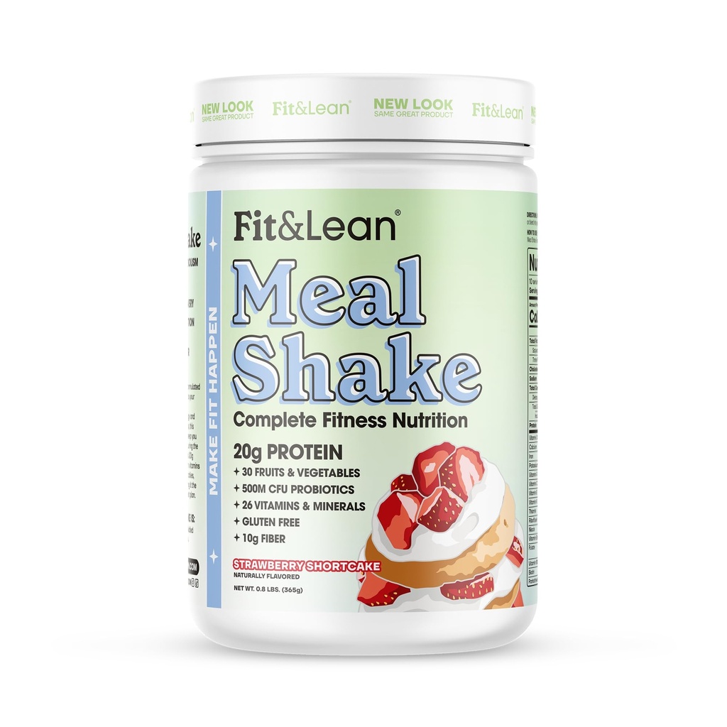 Fit & Lean Meal Shake, Fat Burning Meal Erstatning, Protein, Fiber, Probiotika, Jordbær Shortcake, 0,8 lbs (365 g), 10 Servering pr Container
