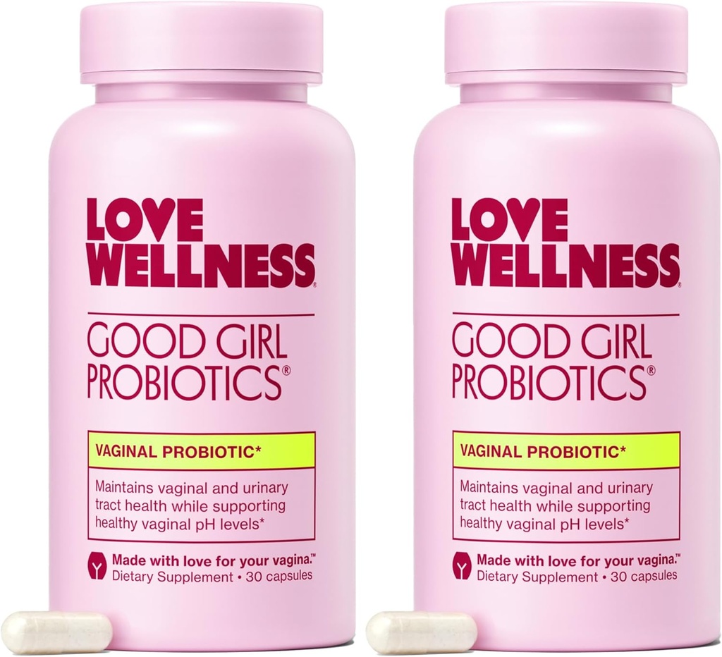 Love Wellness Good Girl Probiotics Б124; Kvinder Vaginal Sundhed & pH Balance Supplement Б124; 9-Strain Probiotic for Urinary Tract, Gær, Odor & Munity Support Б124; Gluten- Free Б124; 60 CT, 60- Day Supply