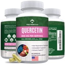 TRUTHENTICS Quercetin med bromelain og zink 1050mg - Premium Zink Quercetin Kosttilskud til immunforsvar, luftveje og sæsoniske hjælpemidler - ikke-GMO, Gluten Free - 60 Veggie kapsler