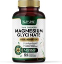 Bygget af Nature Magnesium Glycinate 1000mg - High Absorption Magnesium Supplement - 100% Chelated, Dåse på Mave - Muskel, hjerte, ben & slaphed Support - Non-GMO, Vegan - 120 Kapsler