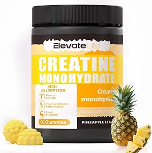 ElevateLife Creatinine Monohydrat Gummies 5g for mænd Kvinder - Sukker Free Chewable Supplement. 90 Gummies Lemon