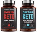 Vitamin Bounty Tune din Keto og brænde på Keto Bundle - Keto Multivitamin, Calorie Burning for kvinder og mænd, Premium Raspberry Ketoner, Energistøtte - Bundle 60 Capsule Hver