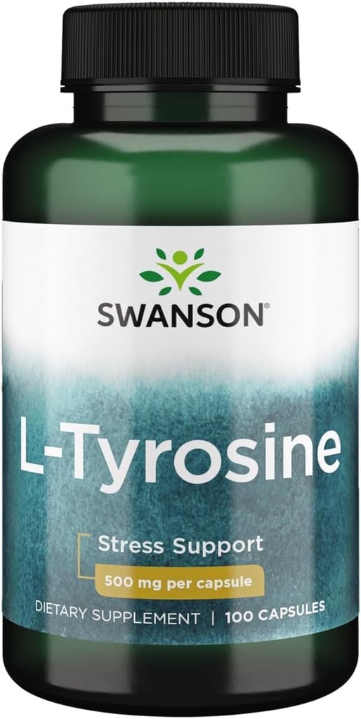 Swanson L- Tyrosine - Aminosyretilskud til fremme af stress støtte, kognitiv funktion, og mental Klarhed - Hjælper støtte samlede hjerne sundhed - (100 kapsler, 500mg hver)