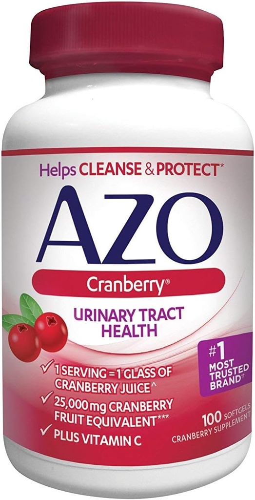 AZO Tranebær, Maksimal styrke, Softgels 100 ea (pakning med 4)