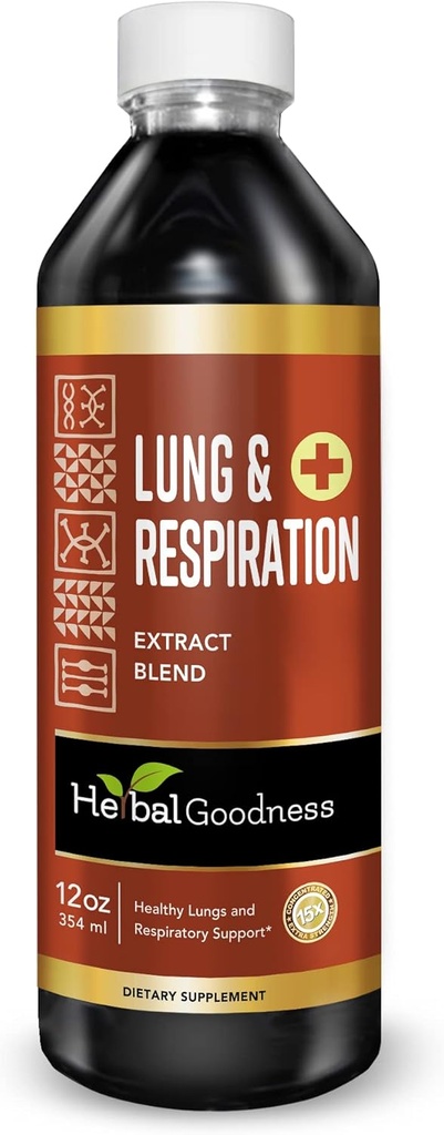 Herbal godhed lunger og respiration 12oz - for bedre lunger, Lungs Cleansing, Respiratory Support, vækstceller Support og immunforsvar med Mullein Leaf Extracts - 1 flaske - 23 Servere