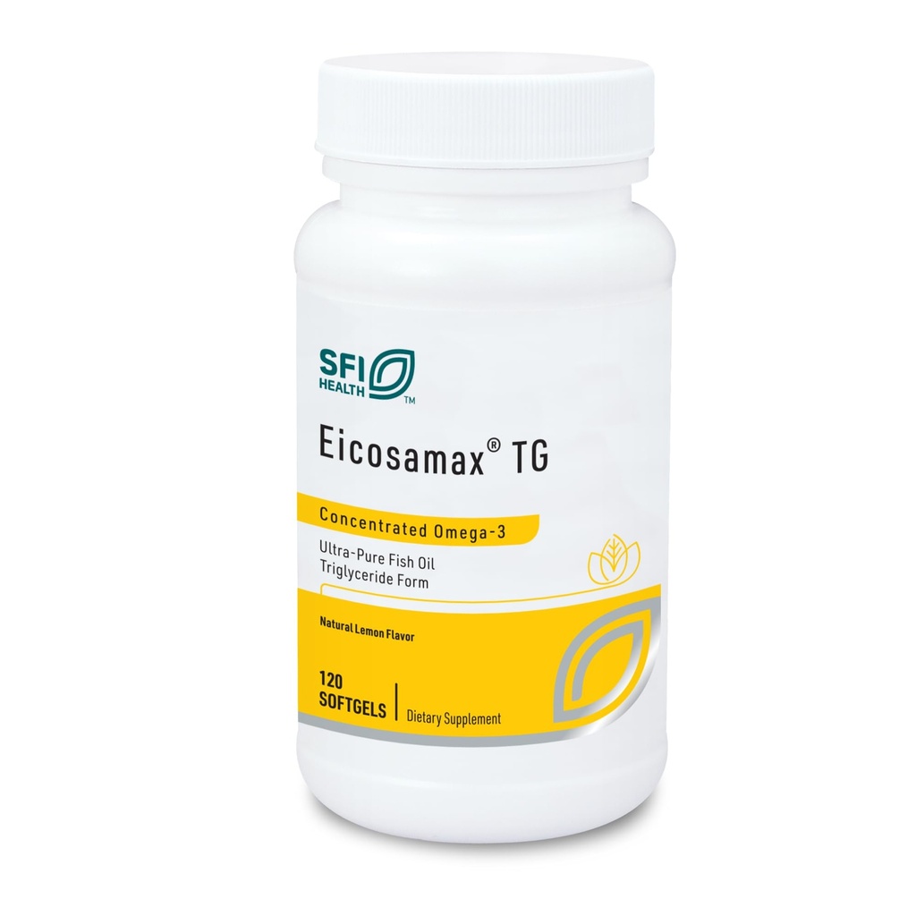 Klaire Labs SFI Health Eicosax TG Fish Oil Pills med EPA / DHA - Omega-3 fedtsyrer til at understøtte hjerne & hjerte funktion - Natural Lemon Flavor til at hjælpe med at reducere Fishy Burps eller Aftersmage (120 Softels)