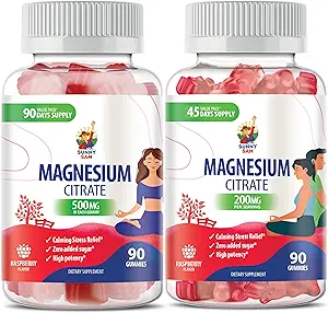 Magnesium Gummier for børn og voksne - Rolig Magnesiumtyggere - Magnesium Citrate Chewable Supplement for Mood & Muscle Support